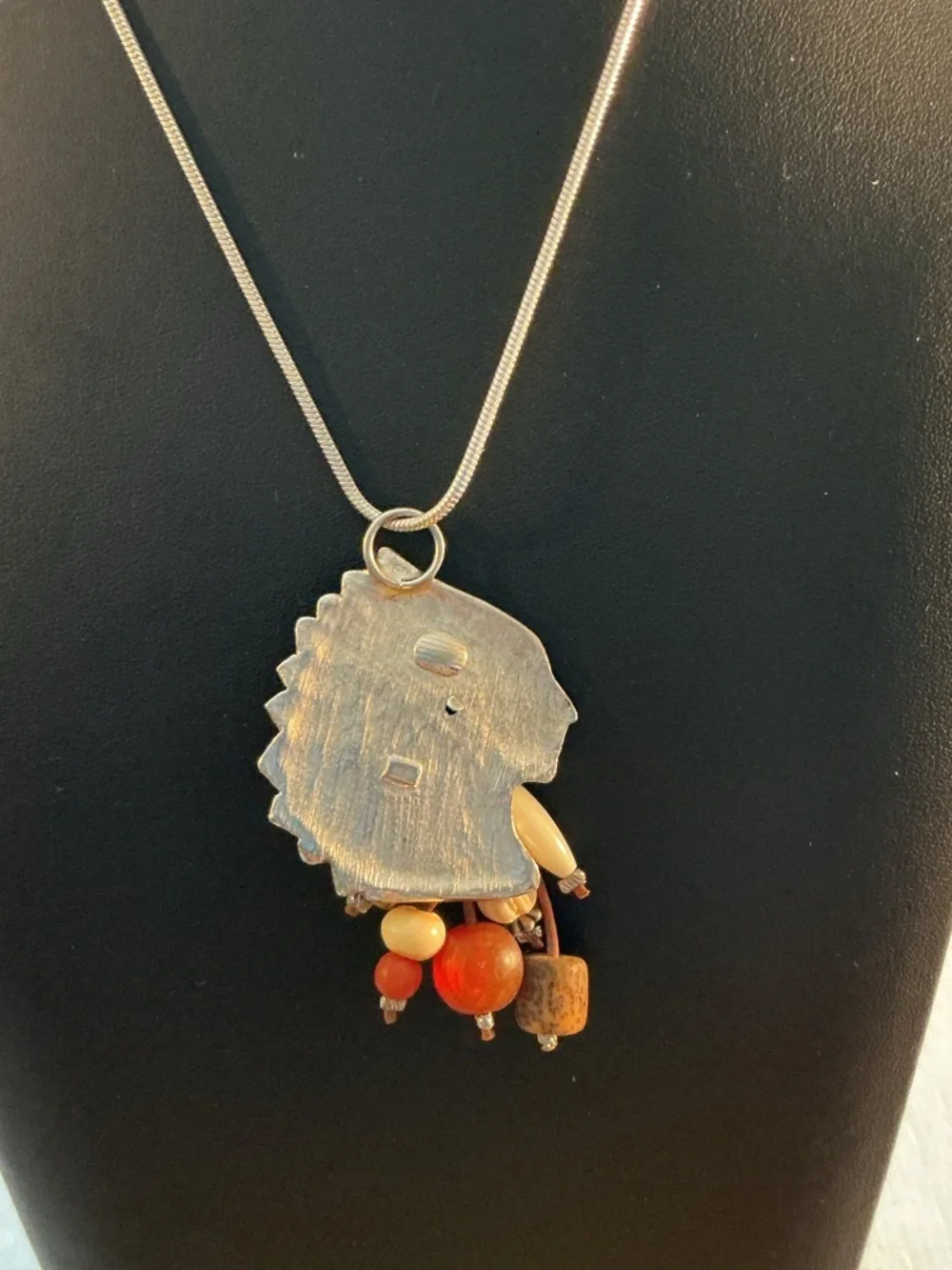 Native American Indian Silver Tone Pendant Necklace